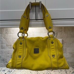 MCM EUC Vibrant Yellow Leather Shoulder Bag